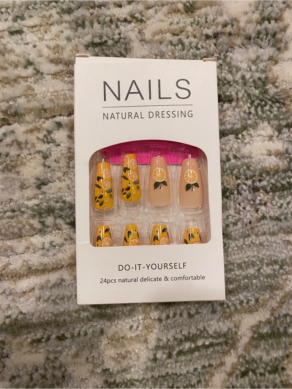 Natural Dressing Lemon Print Press-On Nails - Yellow